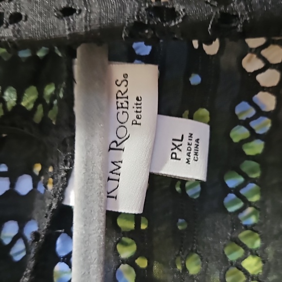 Kim Rogers Cardigan looks crocheted PXL short sleeve worn 1x black - Picture 8 of 9